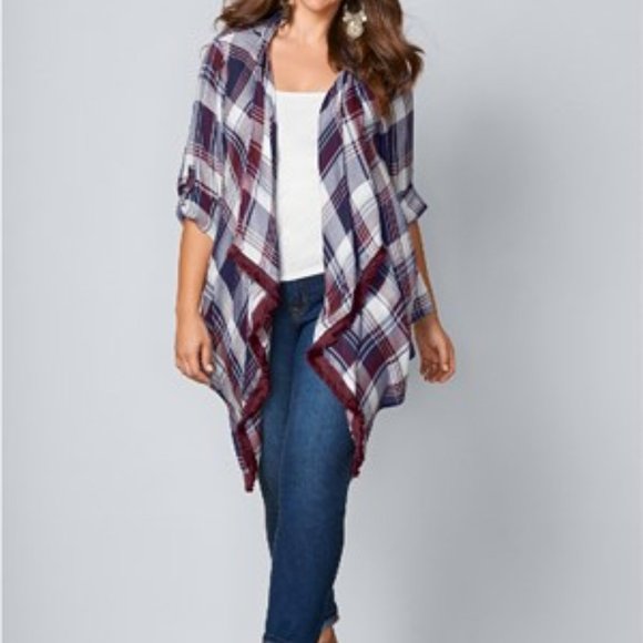 VENUS | Sweaters | Venus Plaid Fringe 